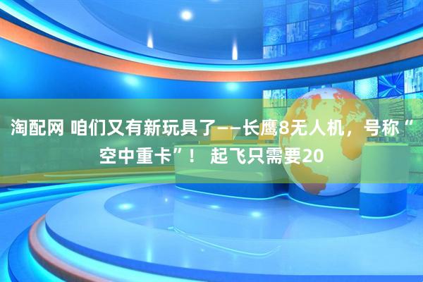 淘配网 咱们又有新玩具了——长鹰8无人机，号称“空中重卡”！ 起飞只需要20