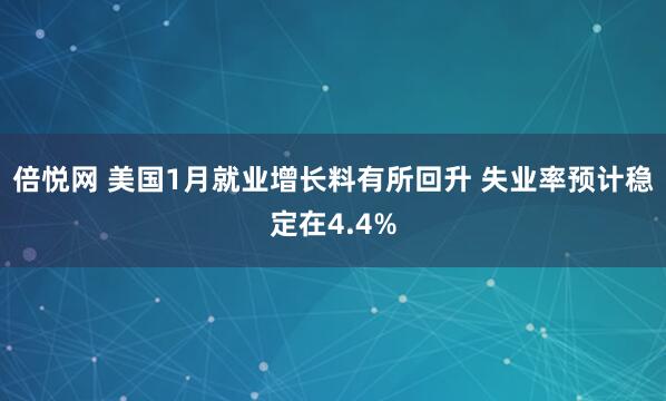 倍悦网 美国1月就业增长料有所回升 失业率预计稳定在4.4%