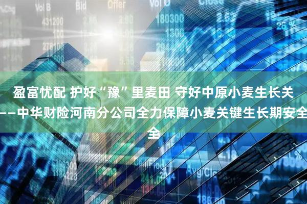 盈富忧配 护好“豫”里麦田 守好中原小麦生长关——中华财险河南分公司全力保障小麦关键生长期安全
